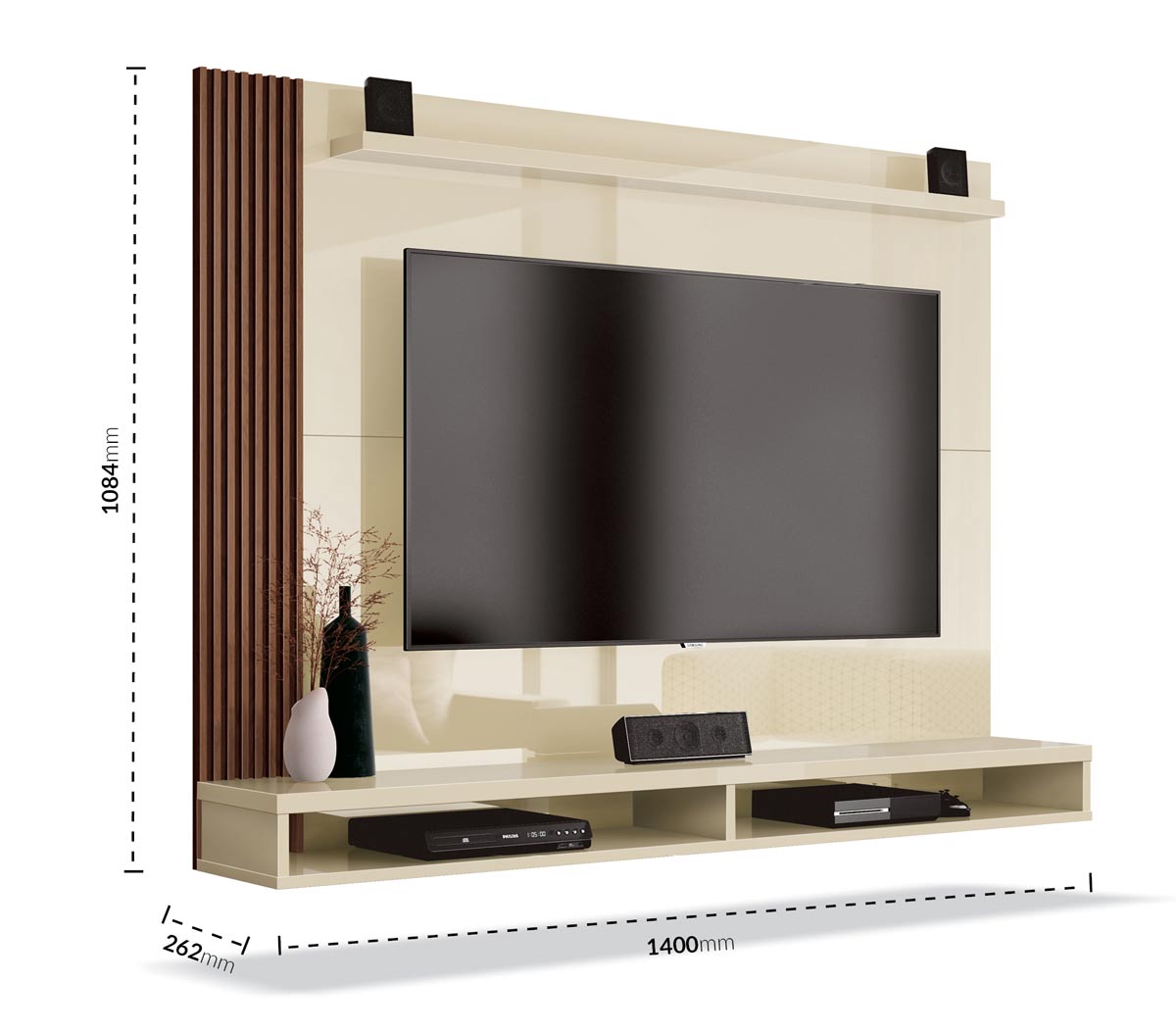 Painel para TV Dijon Off White com Naturale - Moveisaqui