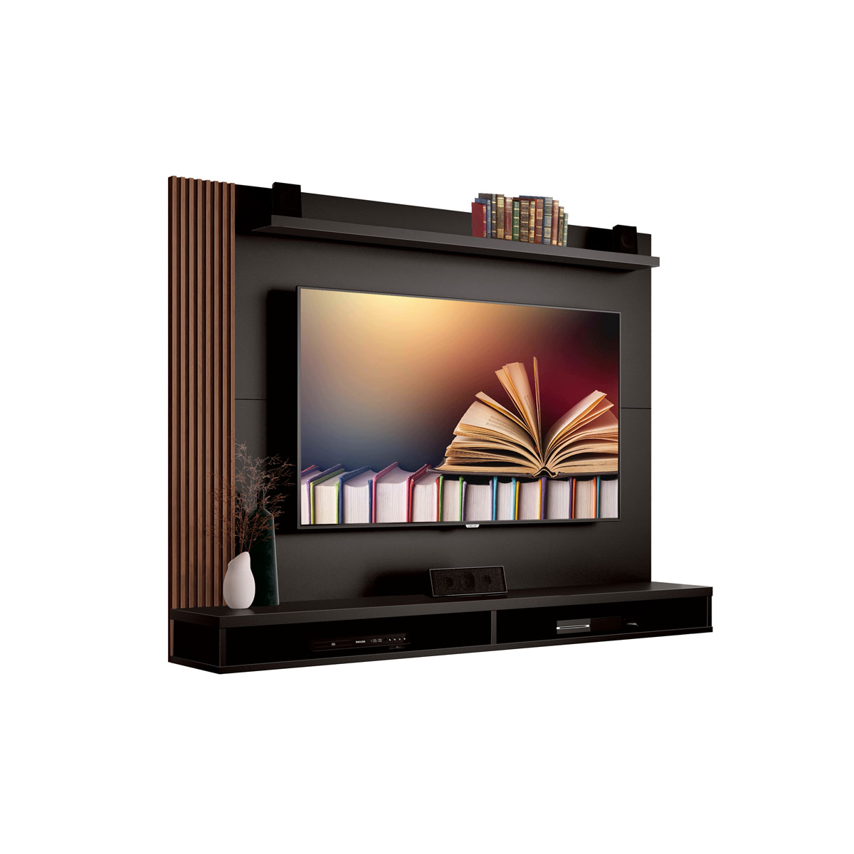 Painel para TV Dijon Preto com Naturale - MoveisAqui