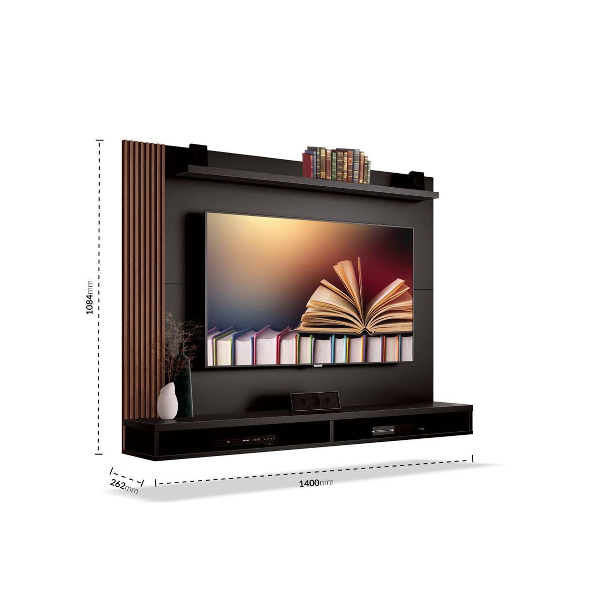 Painel para TV Dijon Preto com Naturale - MoveisAqui