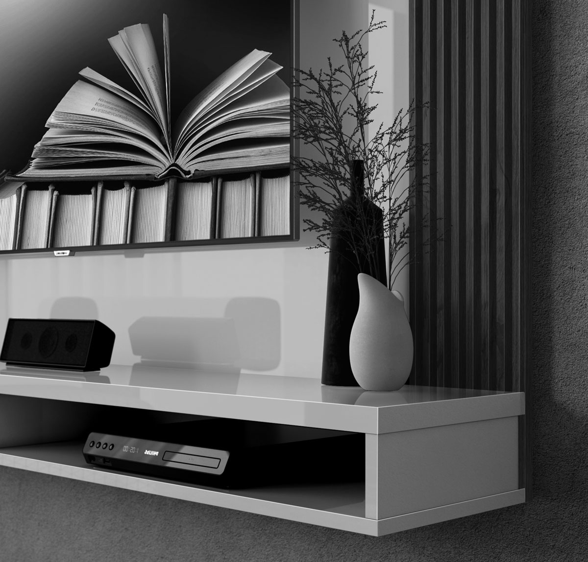 Painel para TV Dijon Preto com Naturale - MoveisAqui