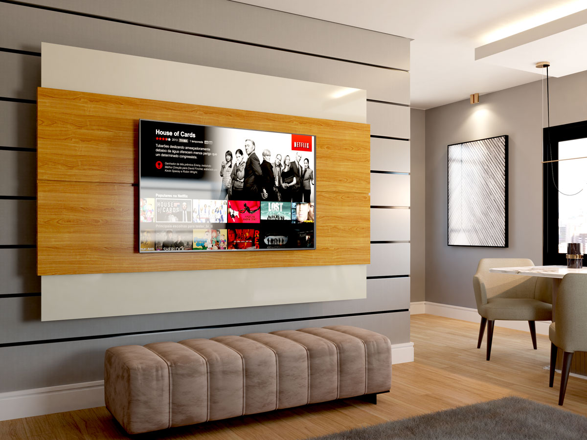 Painel para TV Wall/Limit 1.8 Off White com Nature - MoveisAqui