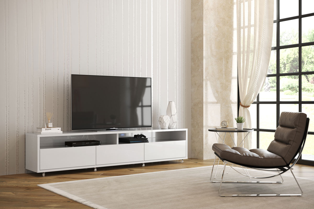 Rack Bancada para TV Aspen 1.8 Branco - MoveisAqui