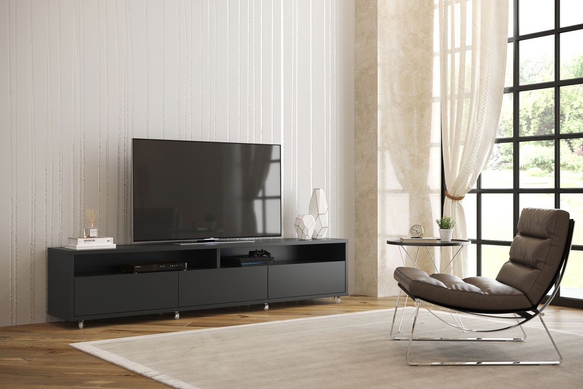 Rack Bancada para TV Aspen 2.2 Preto - MoveisAqui