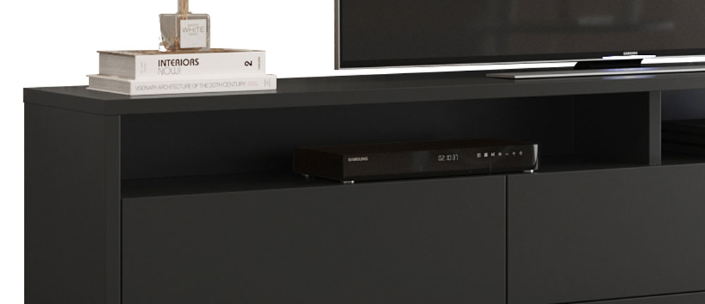 Rack Bancada para TV Aspen 2.2 Preto - MoveisAqui