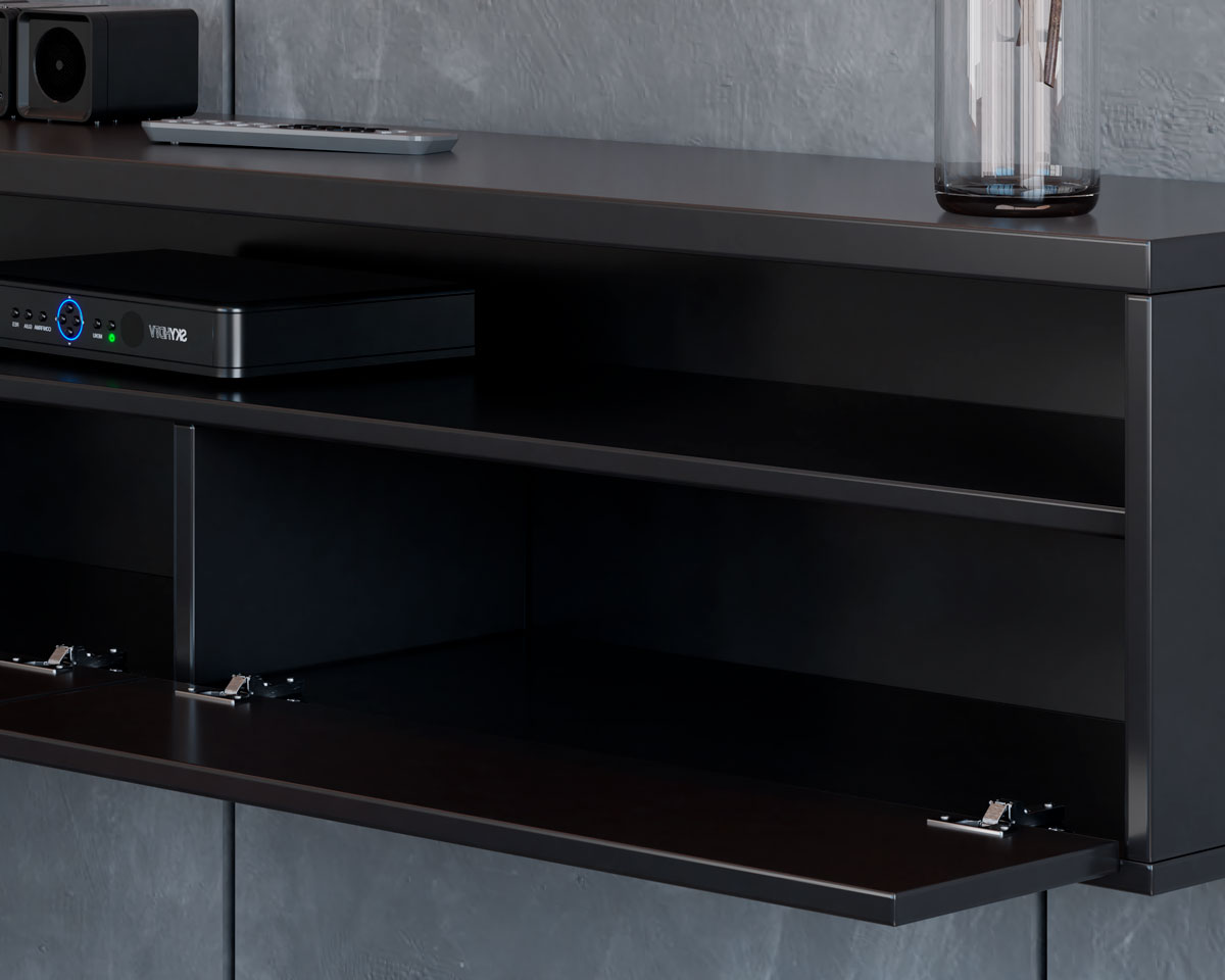 Rack Suspenso para TV Life 1.36 Preto Acetinado - MóveisAqui