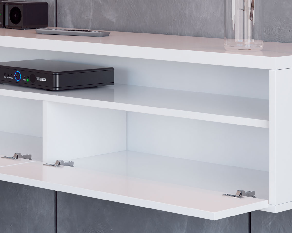 Rack Suspenso para TV Life 1.8 Branco Acetinado - MóveisAqui