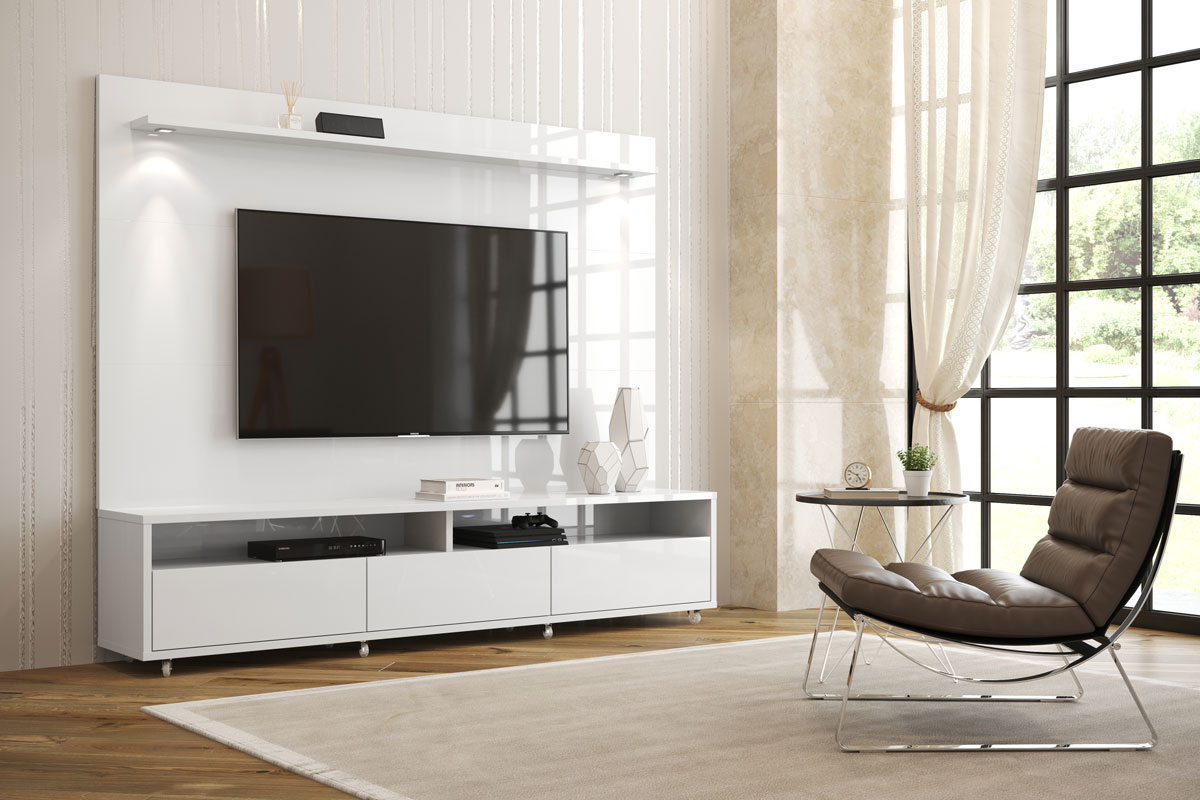 Rack com Painel Aspen 1.8 Branco - MoveisAqui