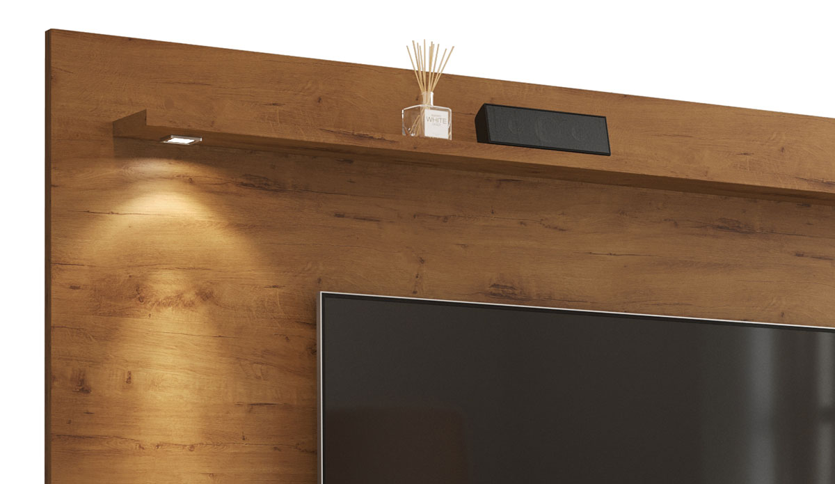 Rack com Painel Aspen 1.8 Madeiro Canela com Off White - MoveisAqui