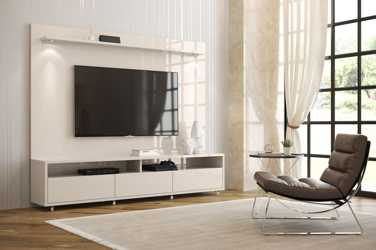 Rack com Painel Aspen 1.8 Off White - MoveisAqui