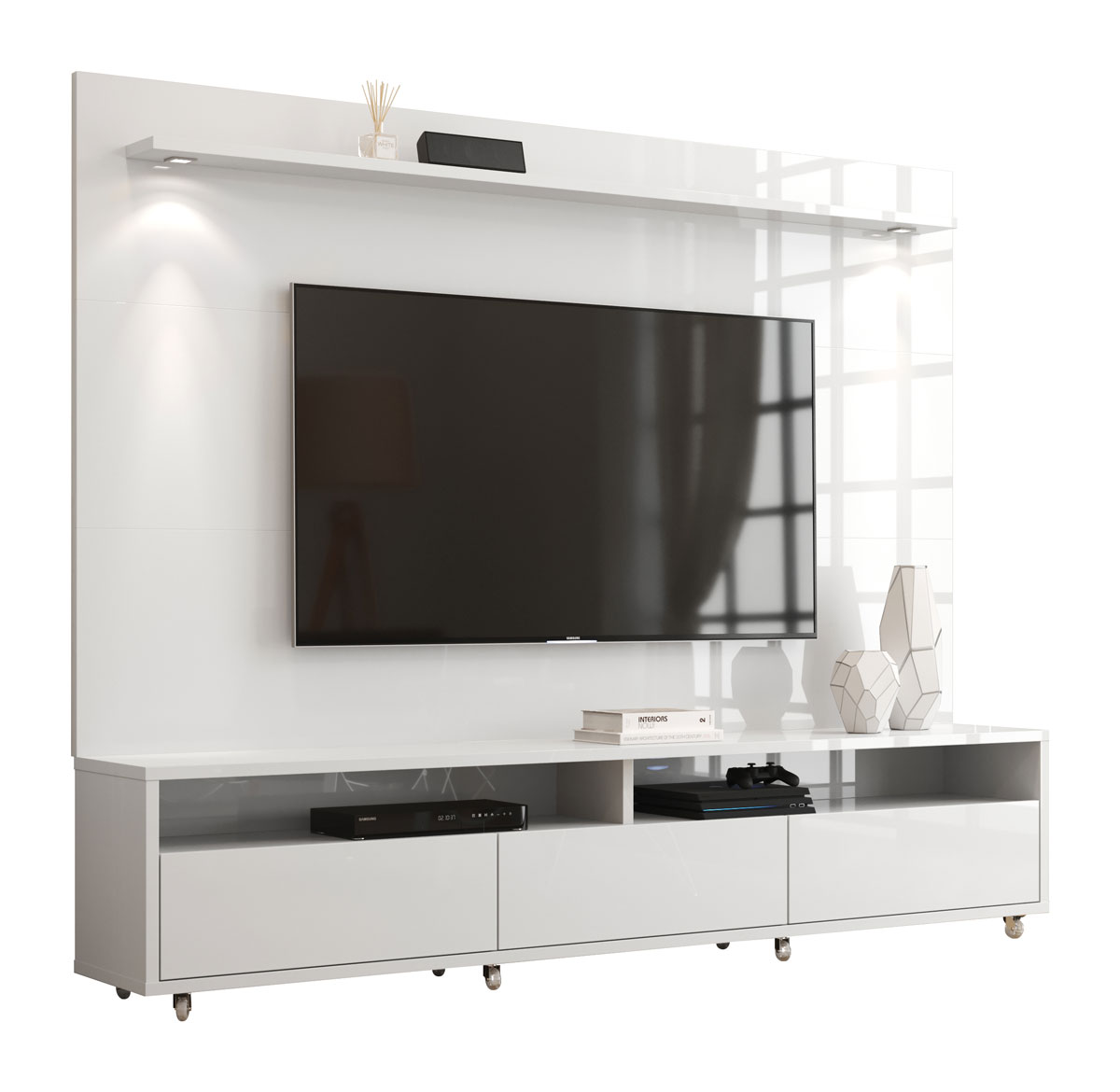 Rack com Painel Aspen 2.2 Branco - MoveisAqui