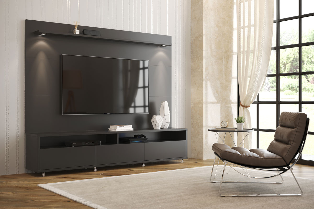 Rack com Painel Aspen 2.2 Preto - MoveisAqui