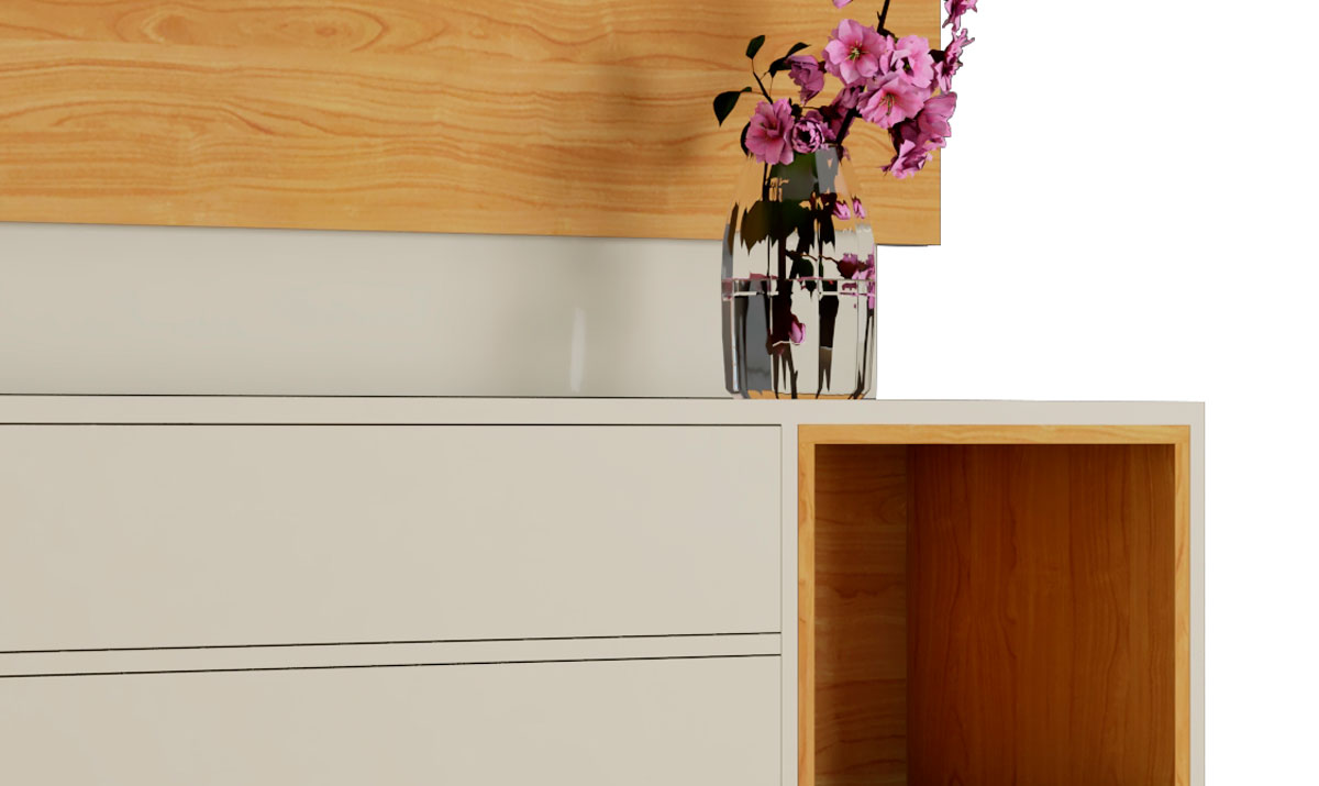 Rack com Painel Delux 1.8 Off White com Nature - MoveisAqui