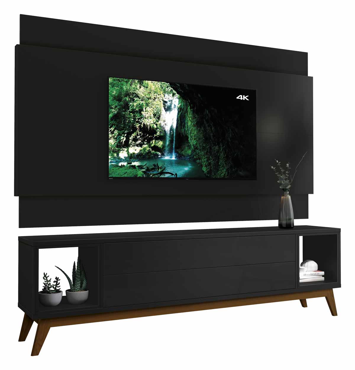 Rack com Painel Delux 1.8 Preto - MoveisAqui
