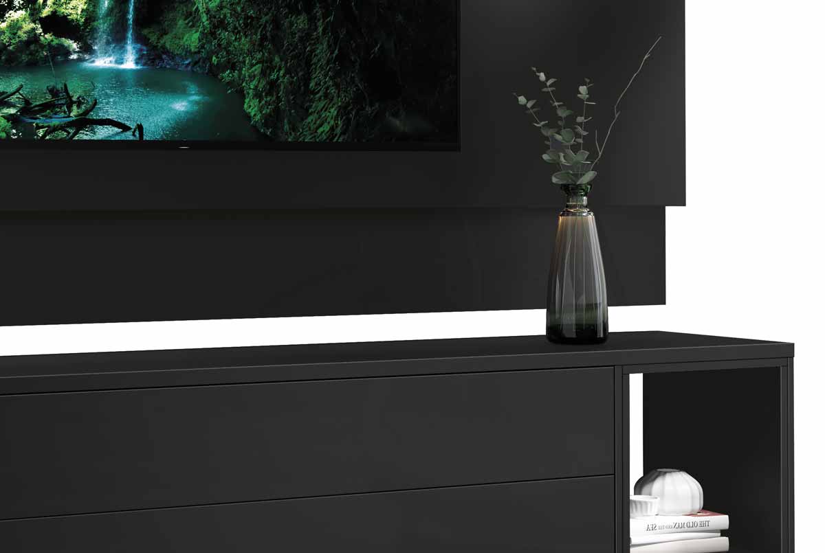 Rack com Painel Delux 1.8 Preto - MoveisAqui