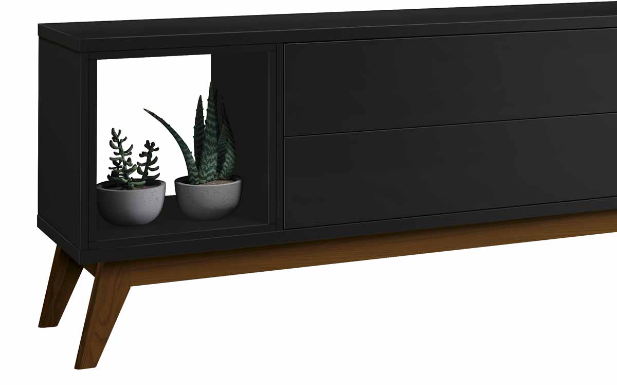 Rack com Painel Delux 1.8 Preto - MoveisAqui