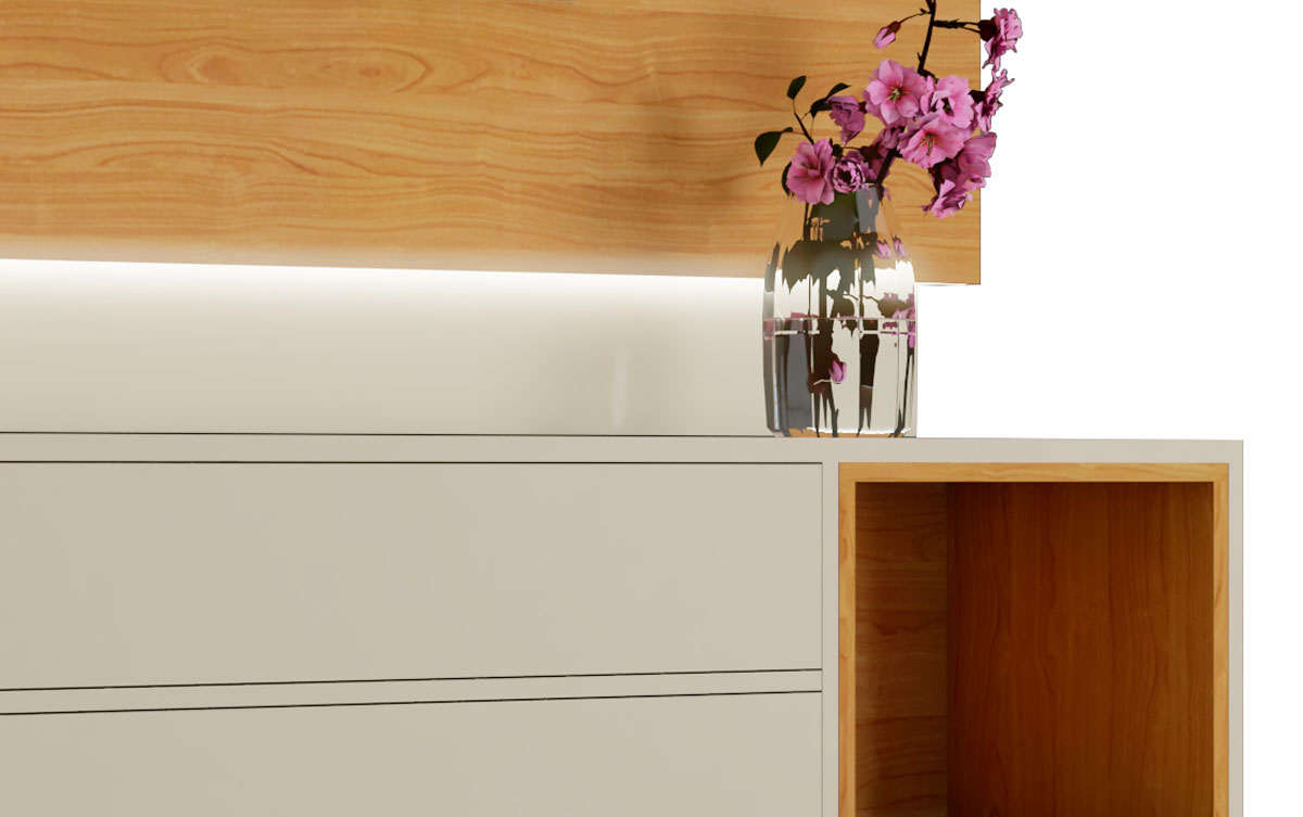 Rack com Painel Delux 1.8 com LED Off White com Nature - MoveisAqui