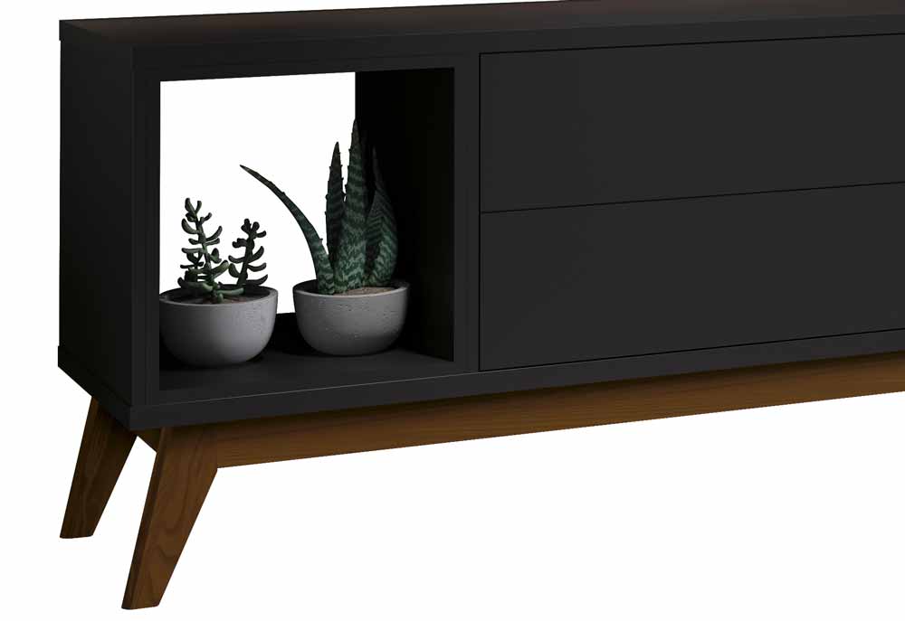Rack com Painel Delux 1.8 com LED Preto - MoveisAqui