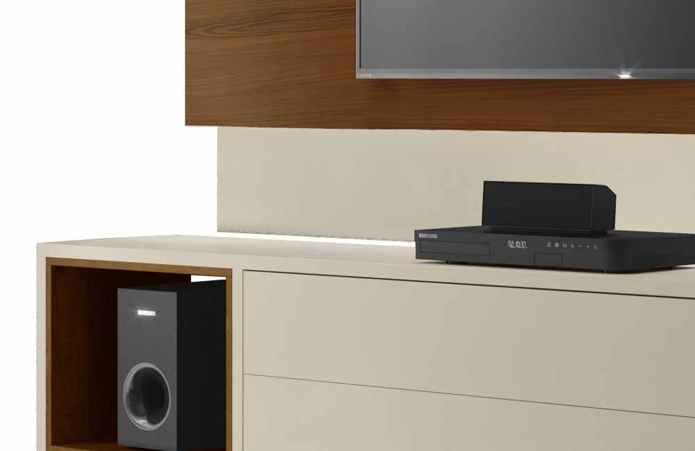 Rack com Painel Horizon 1.8 Off White com Natural - MoveisAqui