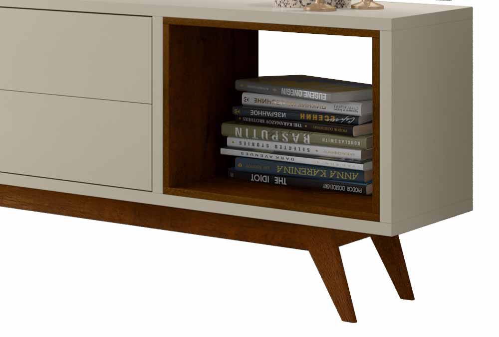 Rack com Painel Horizon 1.8 Off White com Natural - MoveisAqui