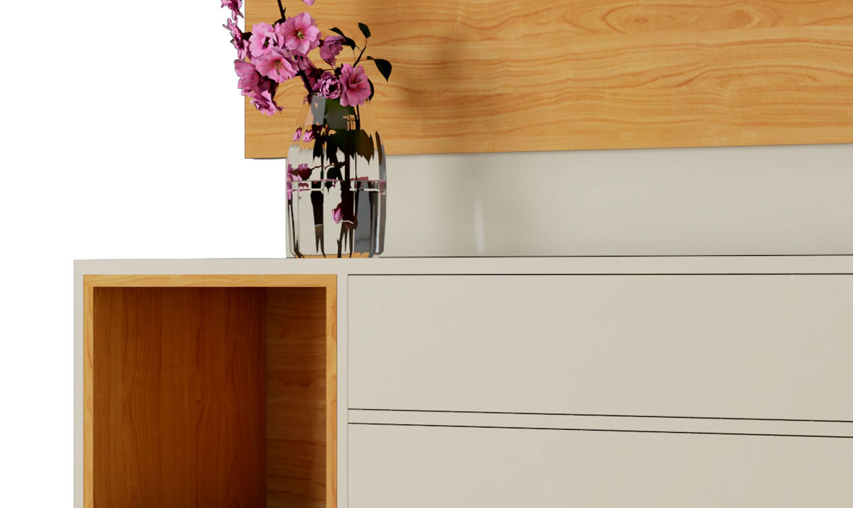 Rack com Painel Horizon 1.8 Off White com Nature - MoveisAqui