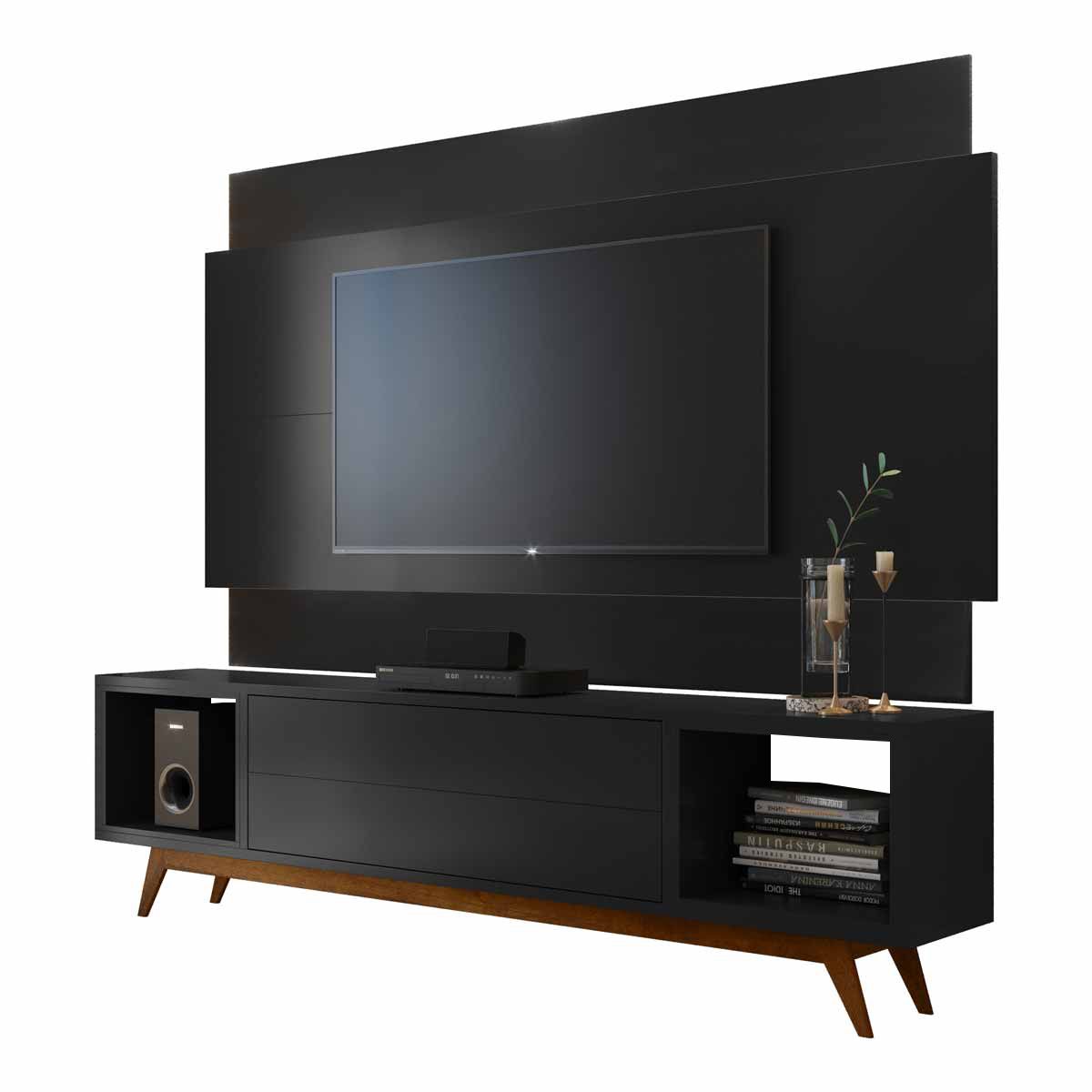 Rack com Painel Horizon 1.8 Preto - MoveisAqui