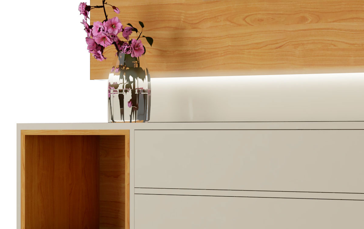 Rack com Painel Horizon 1.8 com LED Off White com Nature - MoveisAqui