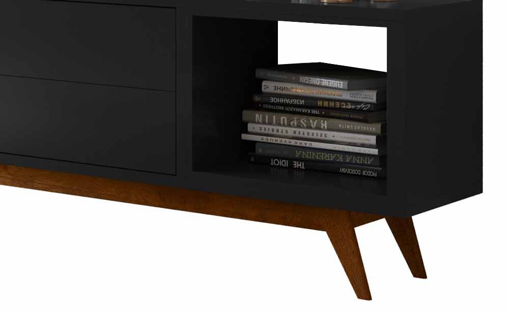 Rack com Painel Horizon 1.8 com LED Preto - MoveisAqui