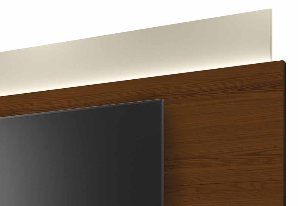 Rack com Painel Horizon 2.2 com LED Off White com Natural - MoveisAqui