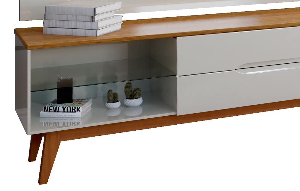 Rack com Painel Limit 1.8 Off White com Nature - MoveisAqui