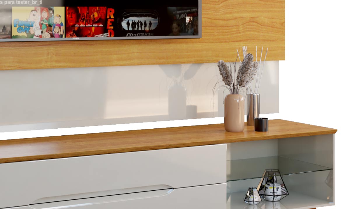 Rack com Painel Limit 1.8 Off White com Nature - MoveisAqui