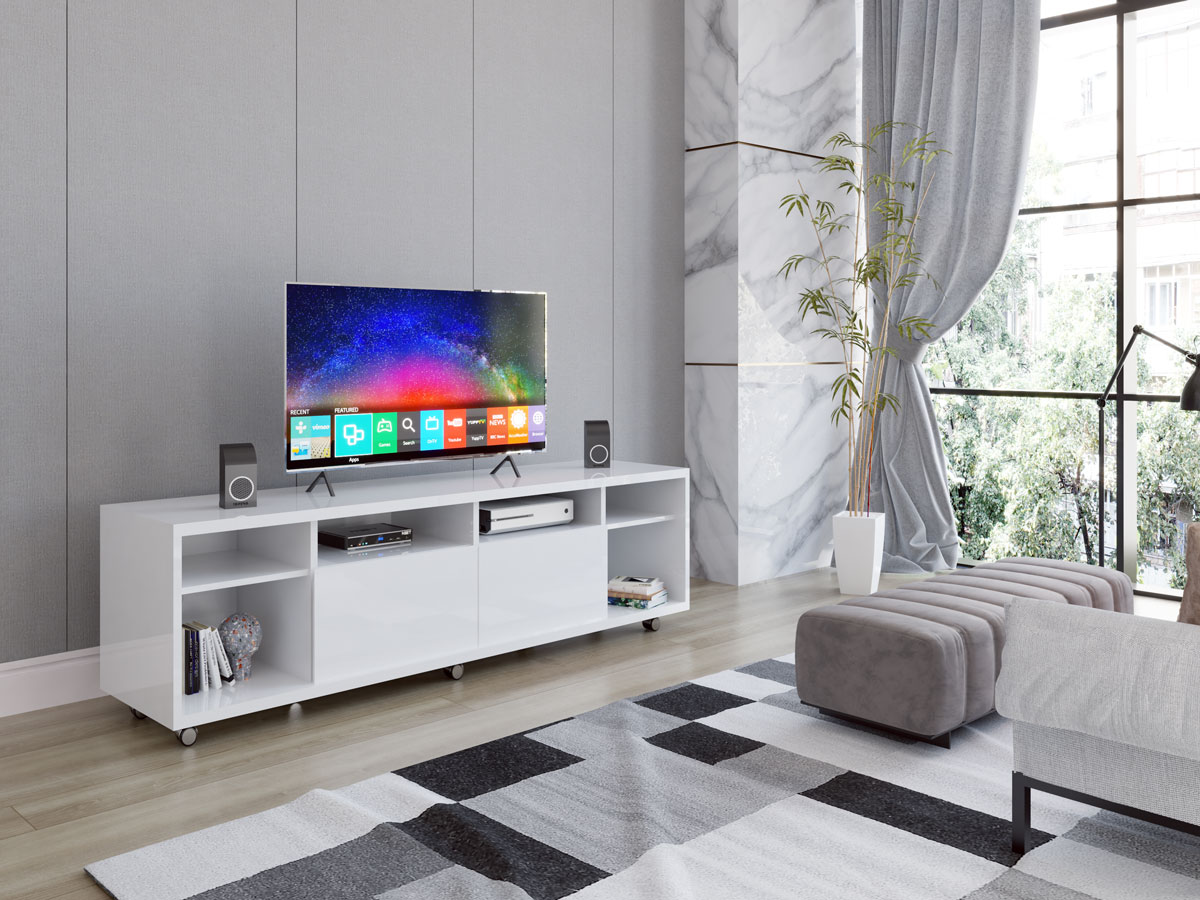 Rack para TV Arizona 1.8 1P Branco Brilho - MoveisAqui