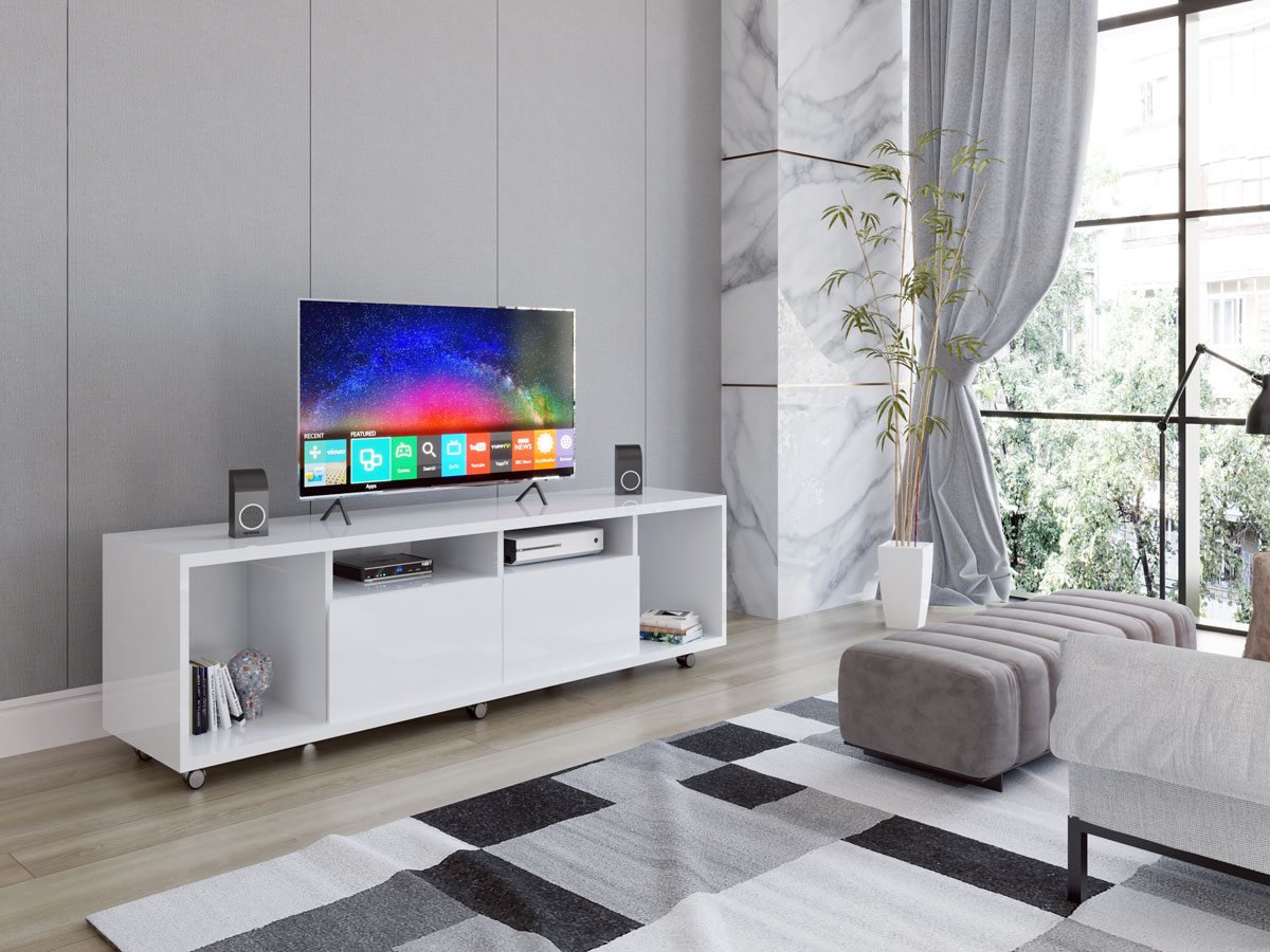 Rack para TV Arizona 1.8 Branco Brilho - MoveisAqui