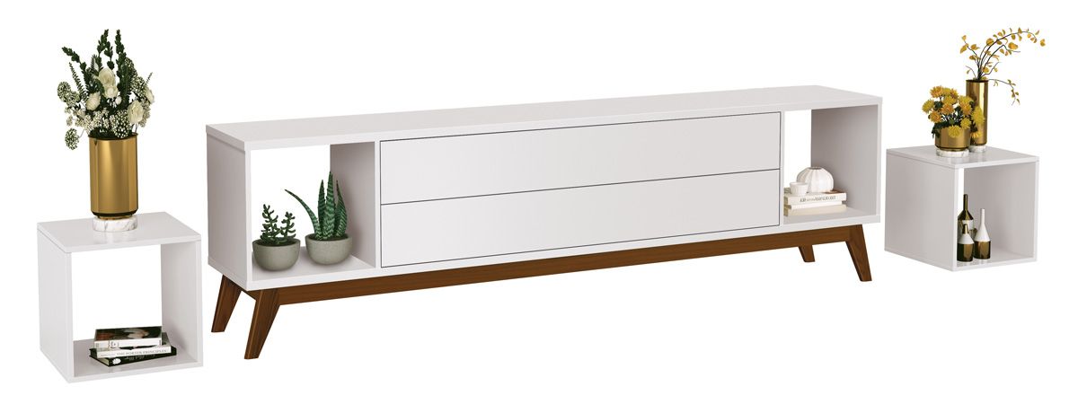 Rack para TV Delux 1.8 Branco - MoveisAqui