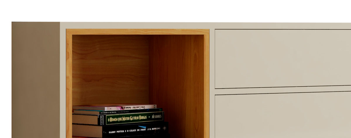 Rack para TV Delux 1.8 Off White com Nature - MoveisAqui