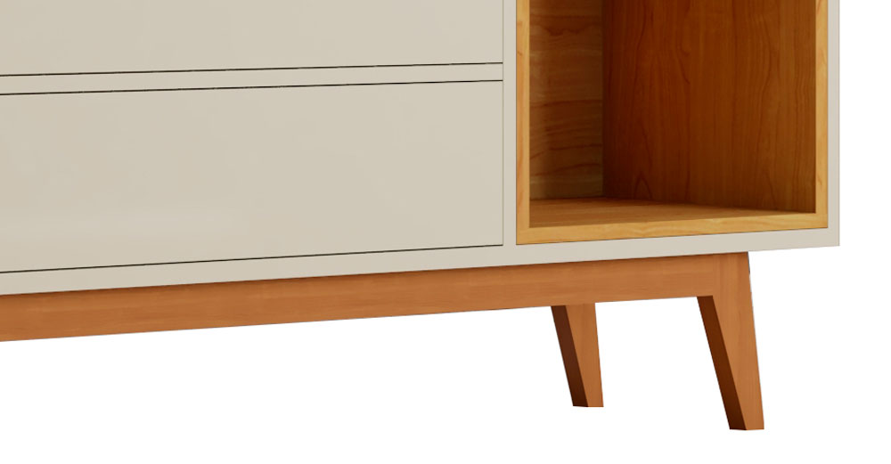 Rack para TV Delux 1.8 Off White com Nature - MoveisAqui