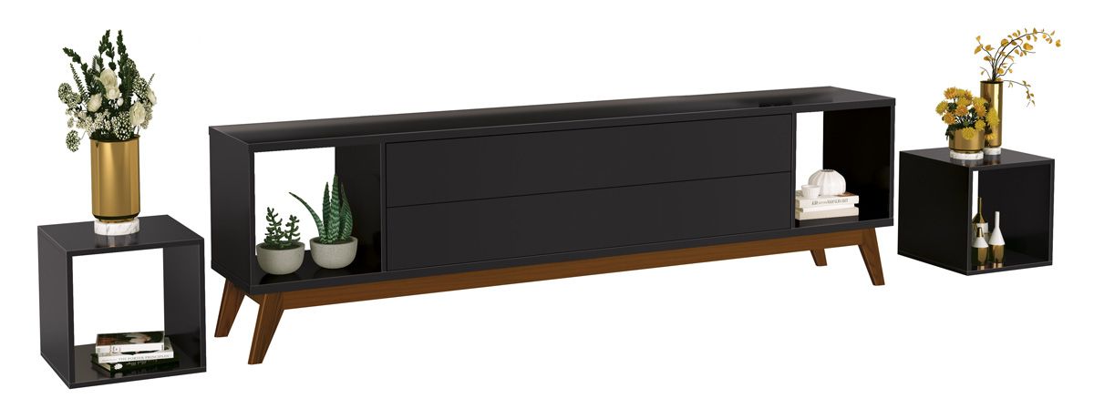 Rack para TV Delux 1.8 Preto - MoveisAqui