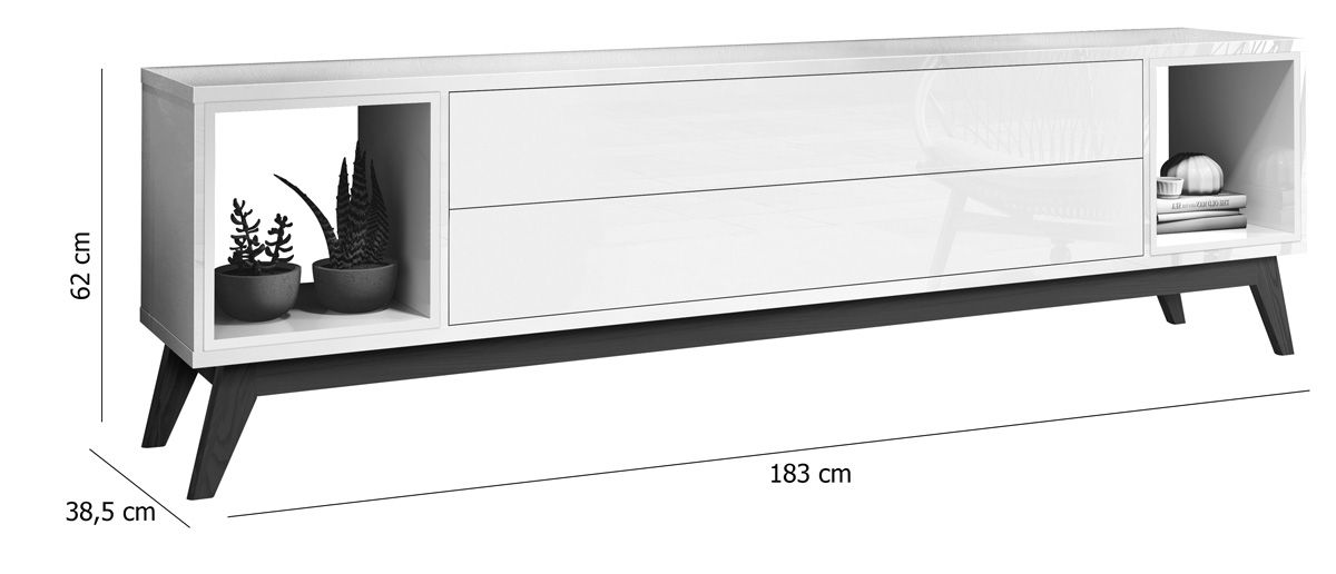 Rack para TV Delux 1.8 Preto - MoveisAqui