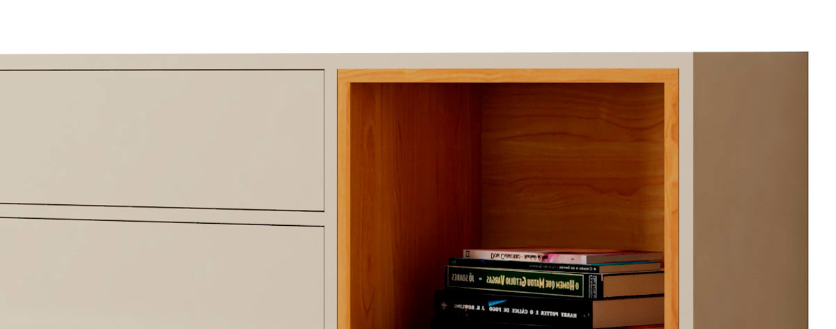 Rack para TV Horizon 1.8 Off White com Nature - MoveisAqui