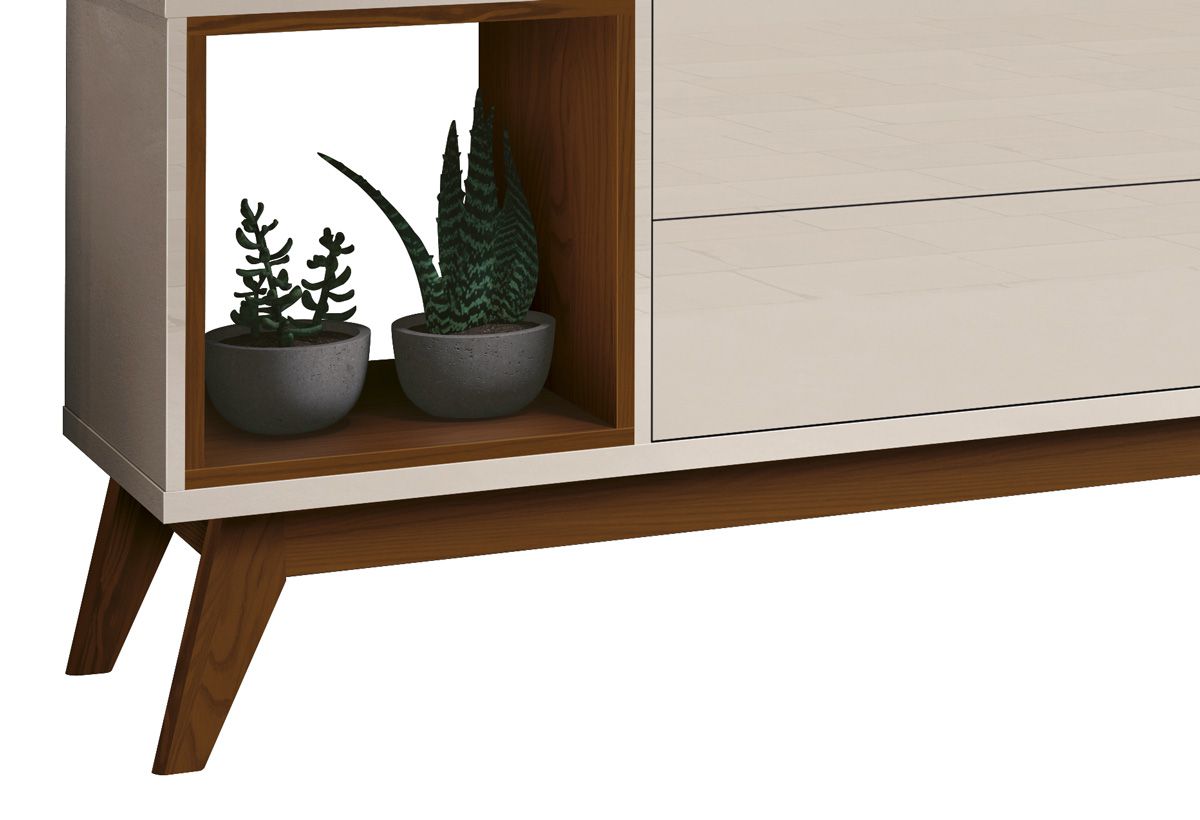 Rack para TV Horizon 2.2 Off White com Natural - MoveisAqui