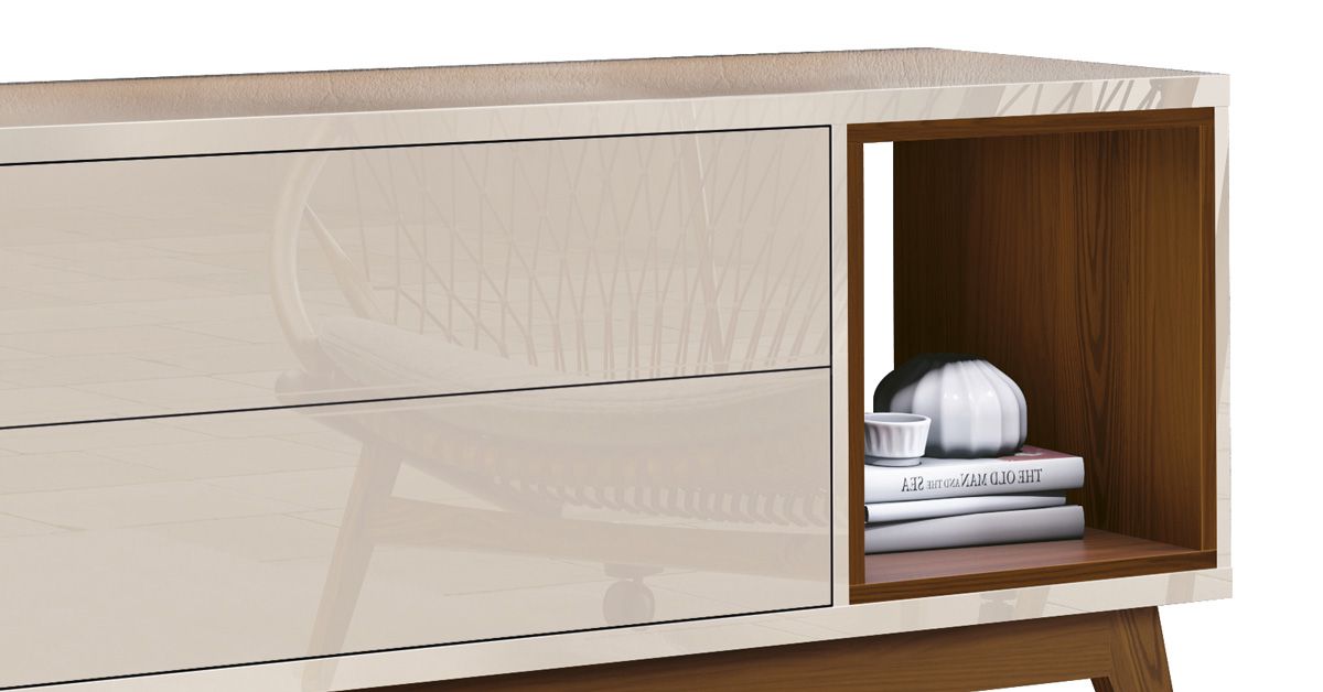Rack para TV Horizon 2.2 Off White com Natural - MoveisAqui