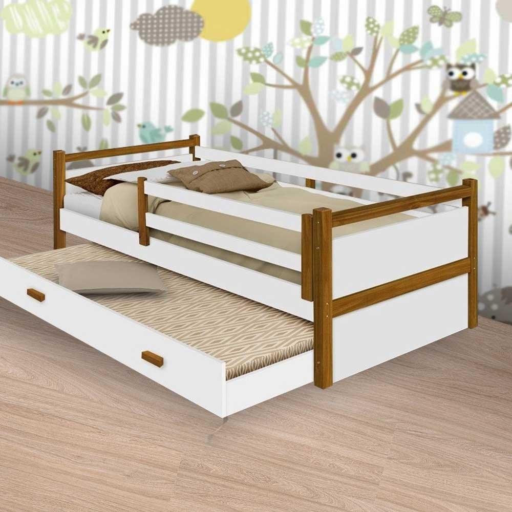 Cama Bianca Branco/Mel c/ Auxiliar e 02 Colchões