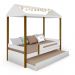 Cama Casa Solteiro Lara Branca com Aux, LED e 02 Colchões