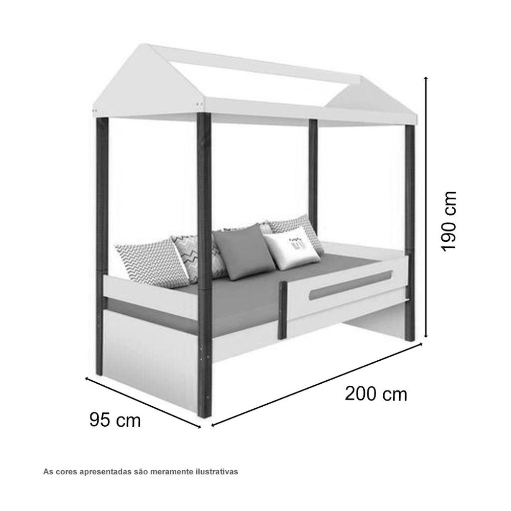 Cama Solteiro Sara Branco Led E Colchão
