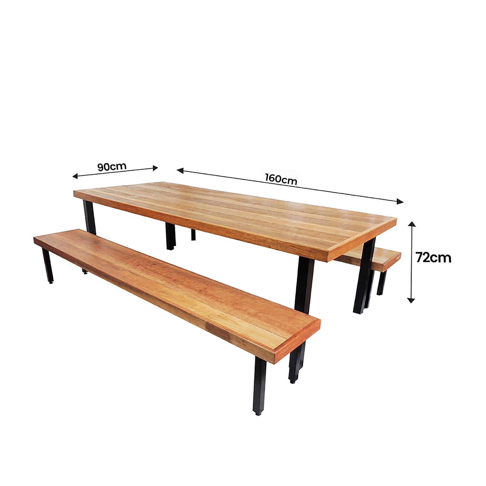 Jogo Mesa E 2 Bancos Industrial Dallas 1,60m Ferragem Preta