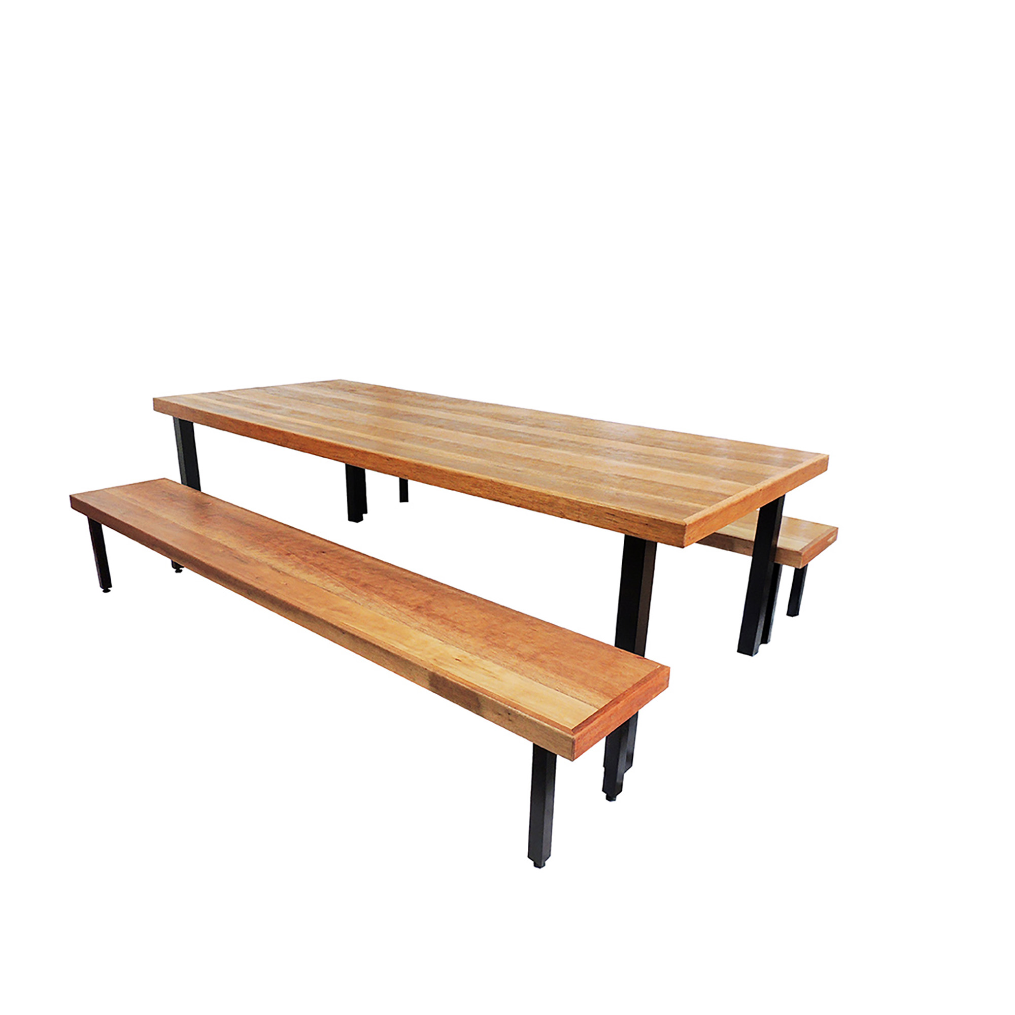 Jogo Mesa E 2 Bancos Industrial Dallas 2,20m Ferragem Preta