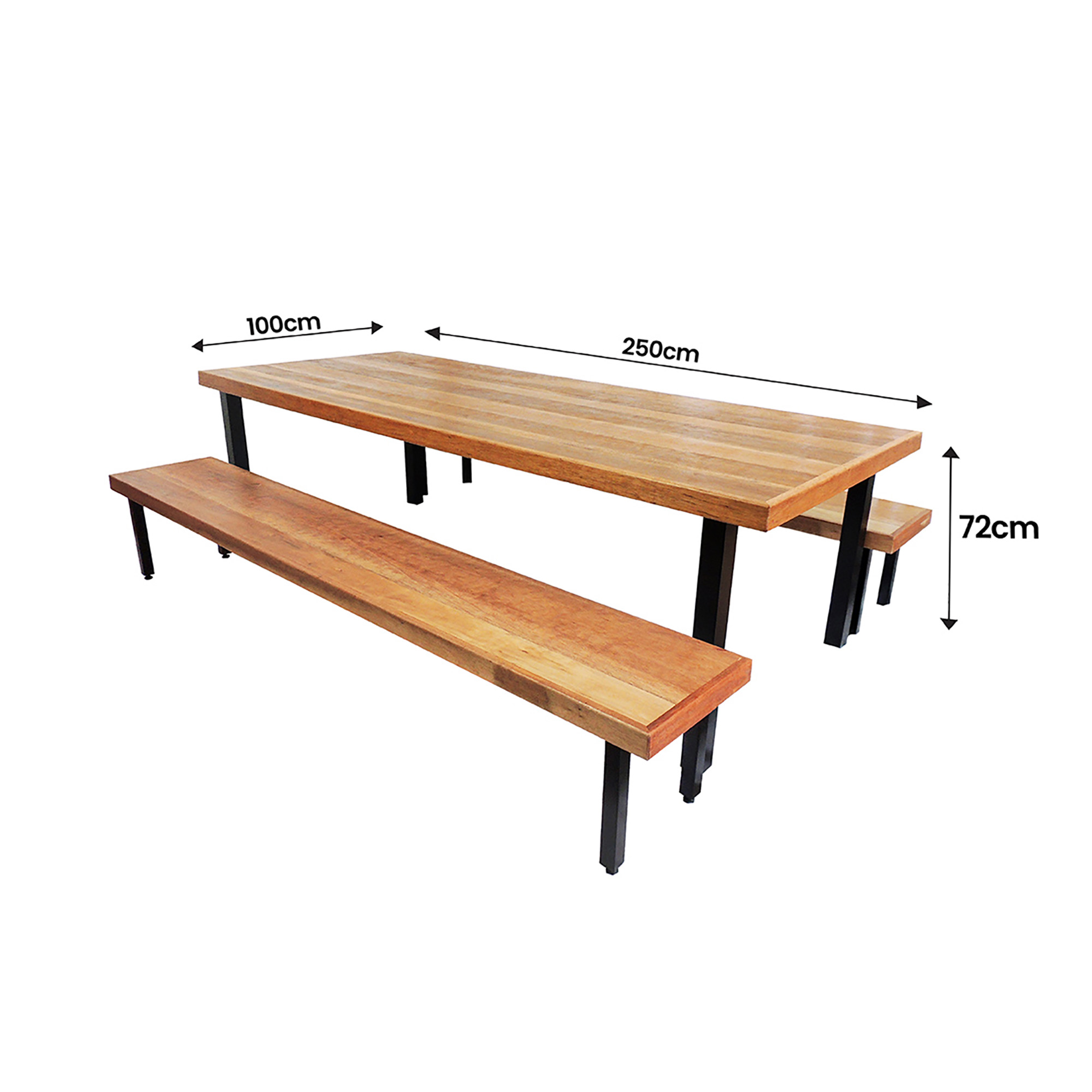 Jogo Mesa E 2 Bancos Industrial Dallas 2,50m Ferragem Preta