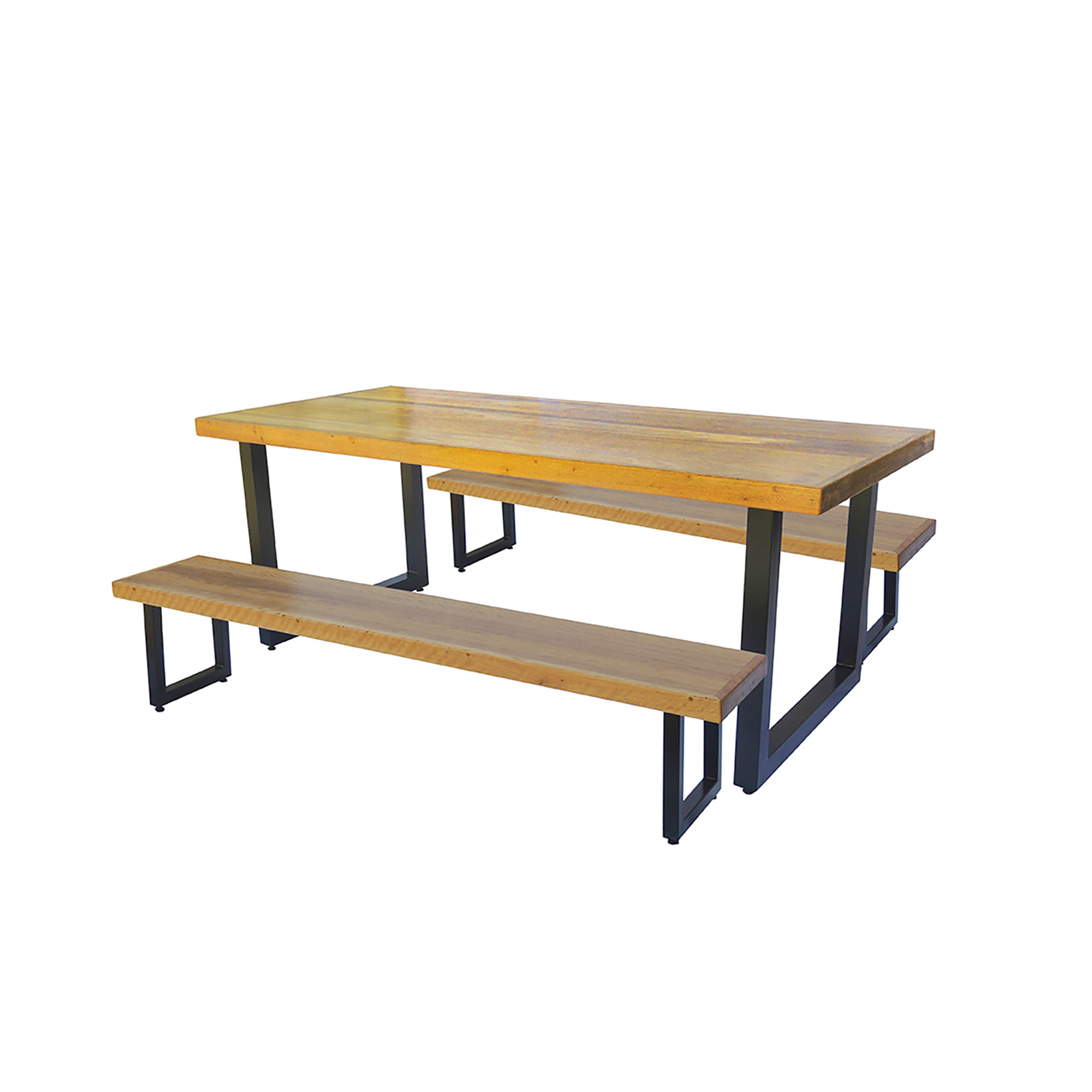 Jogo Mesa E 2 Bancos Industrial Detroit 1,30m Ferragem Preta