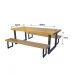 Jogo Mesa E 2 Bancos Industrial Detroit 1,30m Ferragem Preta