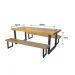 Jogo Mesa E 2 Bancos Industrial Detroit 1,50m Ferragem Preta