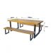 Jogo Mesa E 2 Bancos Industrial Detroit 2,20m Ferragem Preta